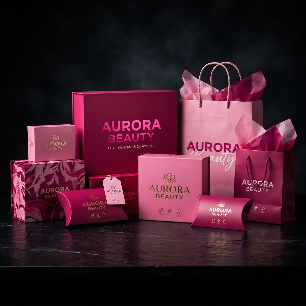 Custom printed retail packaging and branded bags in vivid color
